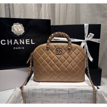 Chanel Shiny Lambskin Small Shopping Bag Light Brown 2024 AS3969 (yezi-240926106)