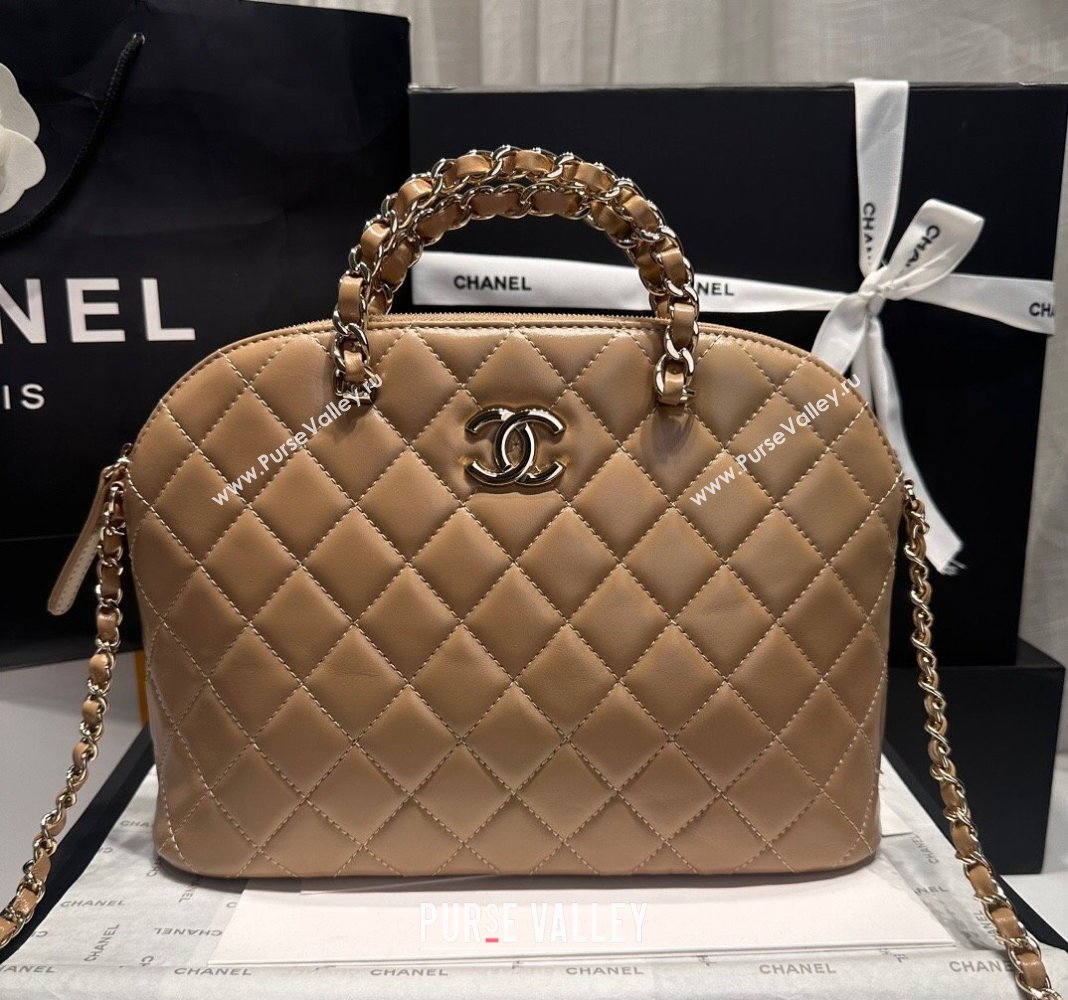 Chanel Shiny Lambskin Small Shopping Bag Light Brown 2024 AS3969 (yezi-240926106)