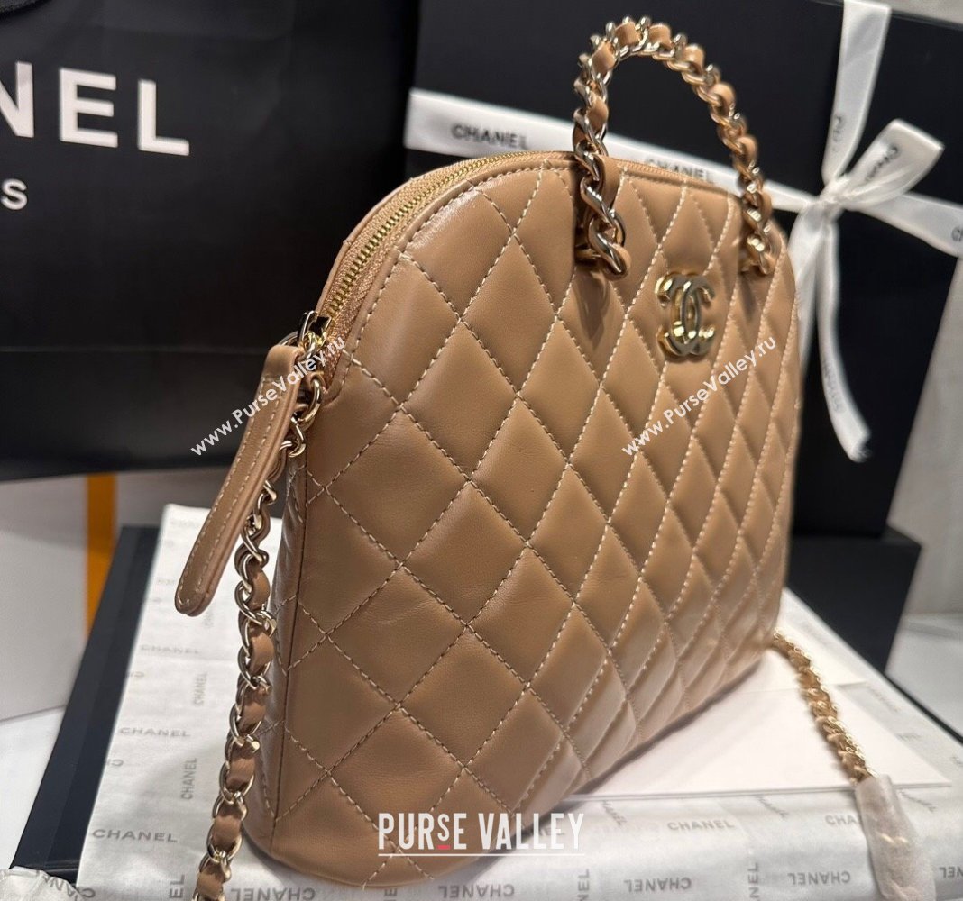 Chanel Shiny Lambskin Small Shopping Bag Light Brown 2024 AS3969 (yezi-240926106)