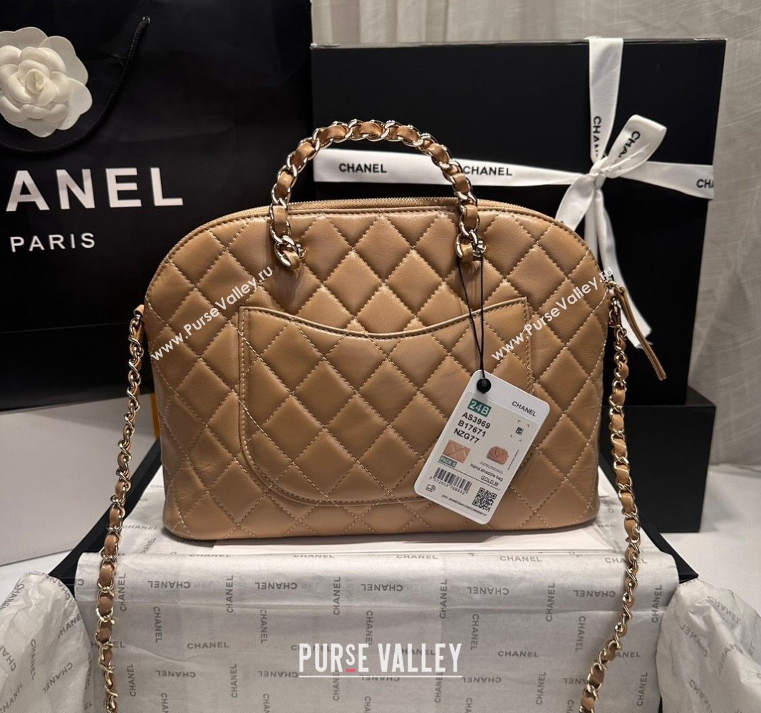 Chanel Shiny Lambskin Small Shopping Bag Light Brown 2024 AS3969 (yezi-240926106)