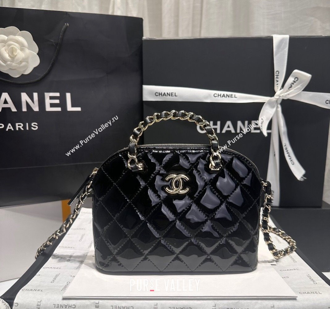 Chanel Patent Calfskin Small Shopping Bag Black 2024 AS5130 (yezi-240926107)