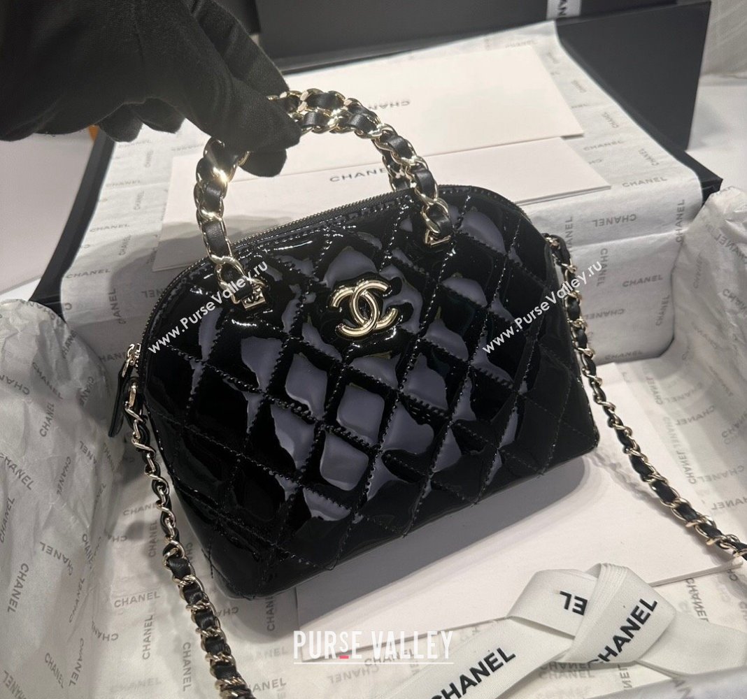 Chanel Patent Calfskin Small Shopping Bag Black 2024 AS5130 (yezi-240926107)