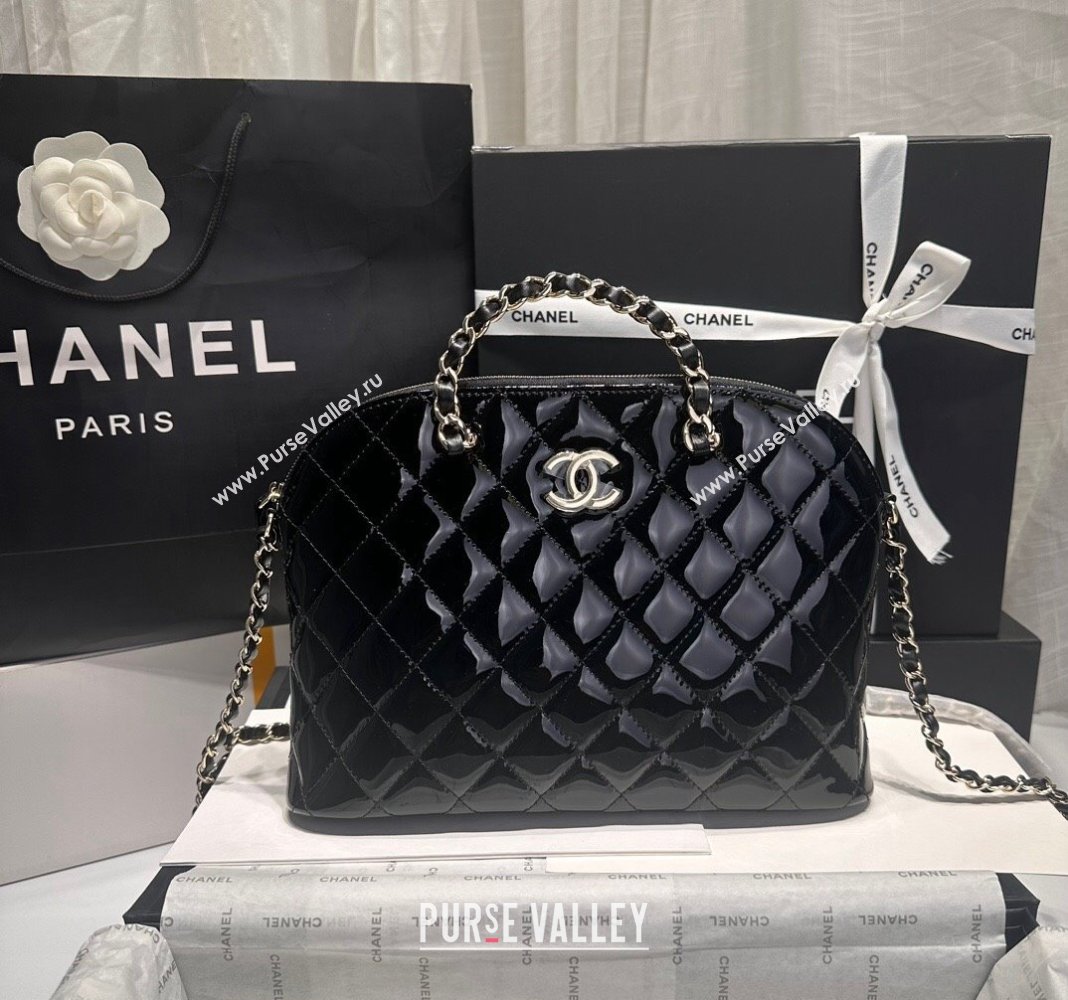 Chanel Patent Calfskin Small Shopping Bag Black 2024 AS3969 (yezi-240926108)