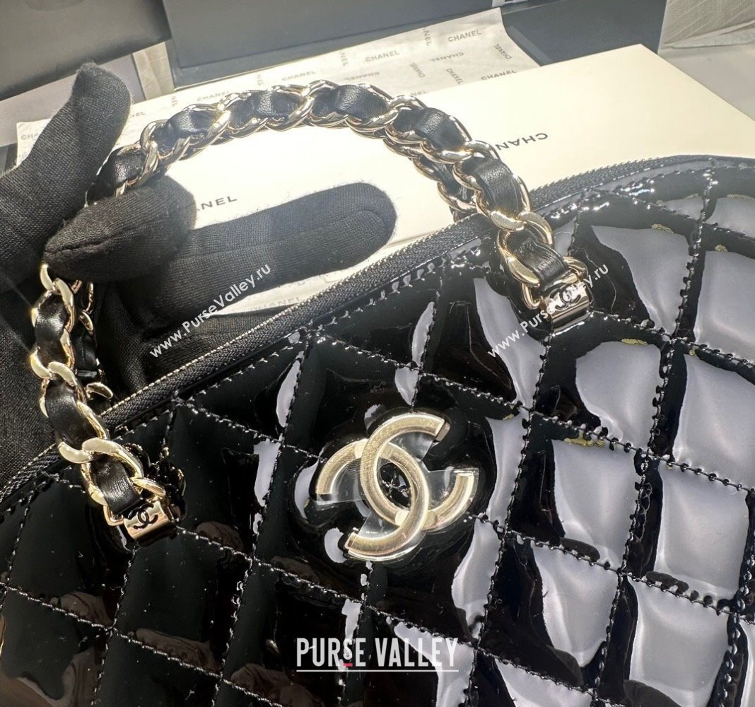 Chanel Patent Calfskin Small Shopping Bag Black 2024 AS3969 (yezi-240926108)