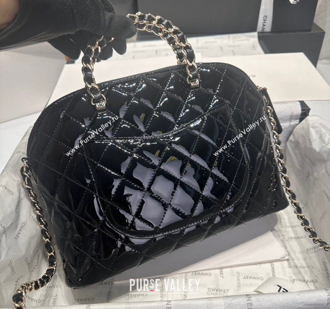 Chanel Patent Calfskin Small Shopping Bag Black 2024 AS3969 (yezi-240926108)