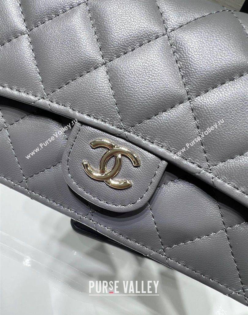 Chanel Lambskin Leather Flap Phone Holder with Chain AP3226 Grey 2024 (yezi-240926095)