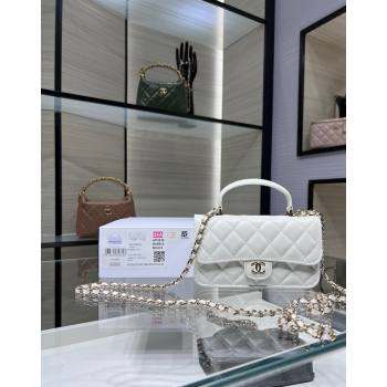 Chanel Lambskin Leather Flap Phone Holder with Chain AP3226 White 2024 (yezi-240926098)