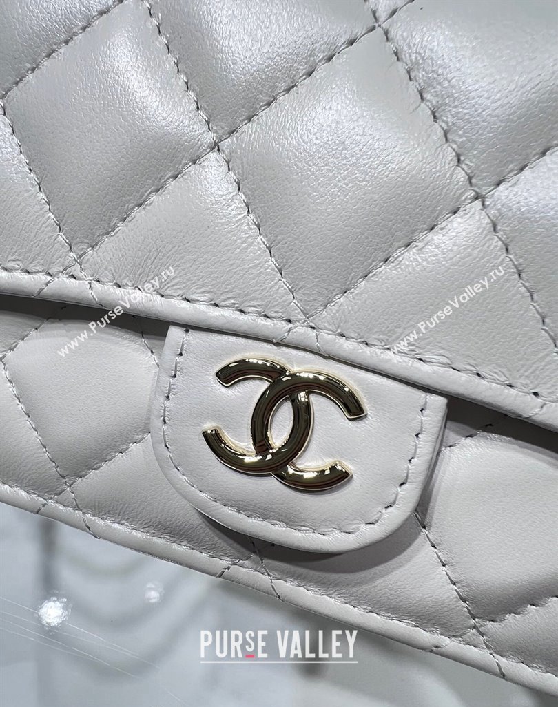 Chanel Lambskin Leather Flap Phone Holder with Chain AP3226 White 2024 (yezi-240926098)