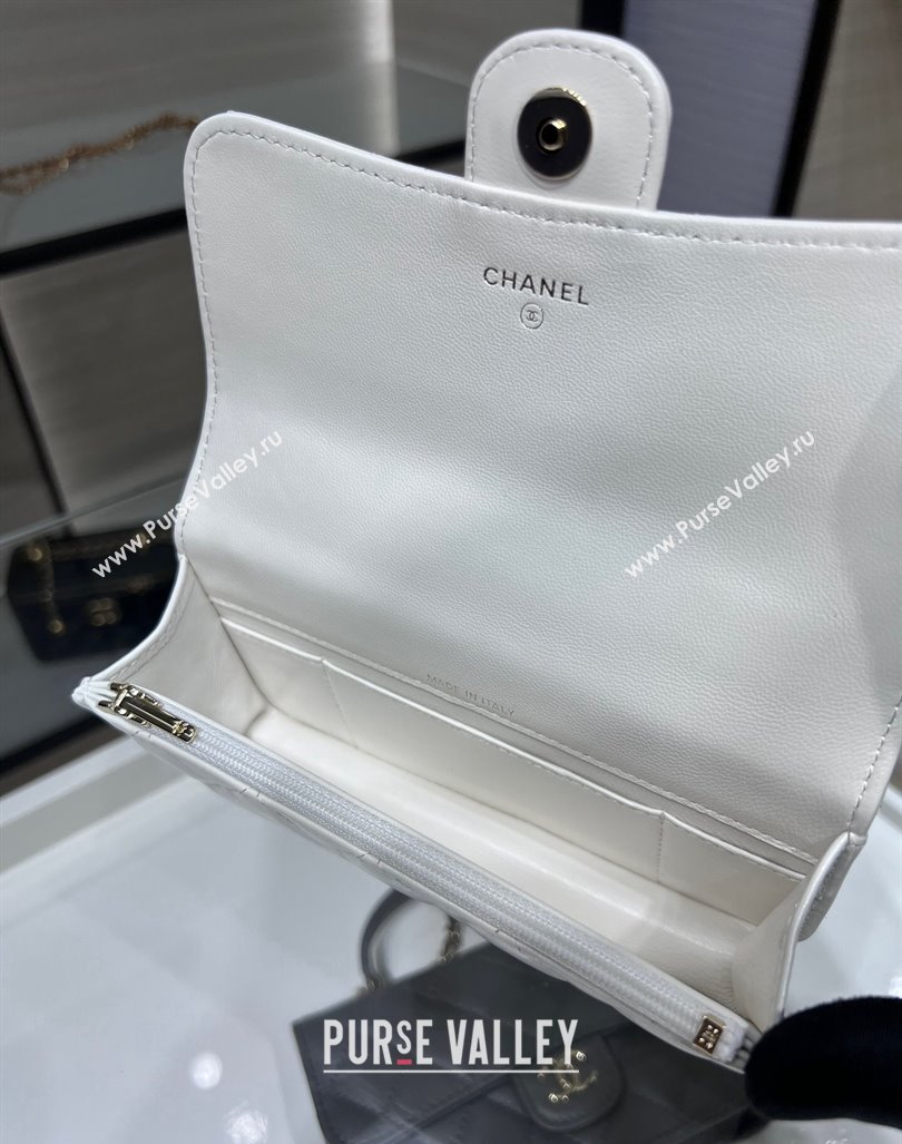 Chanel Lambskin Leather Flap Phone Holder with Chain AP3226 White 2024 (yezi-240926098)