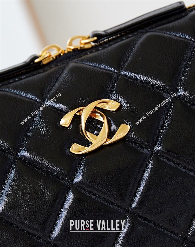 Chanel Shiny Lambskin Small Bowling Bag AS5125 Black 2024 (yezi-240926070)