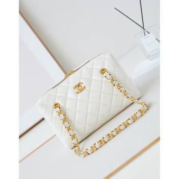 Chanel Shiny Lambskin Small Bowling Bag AS5125 White 2024 (yezi-240926072)