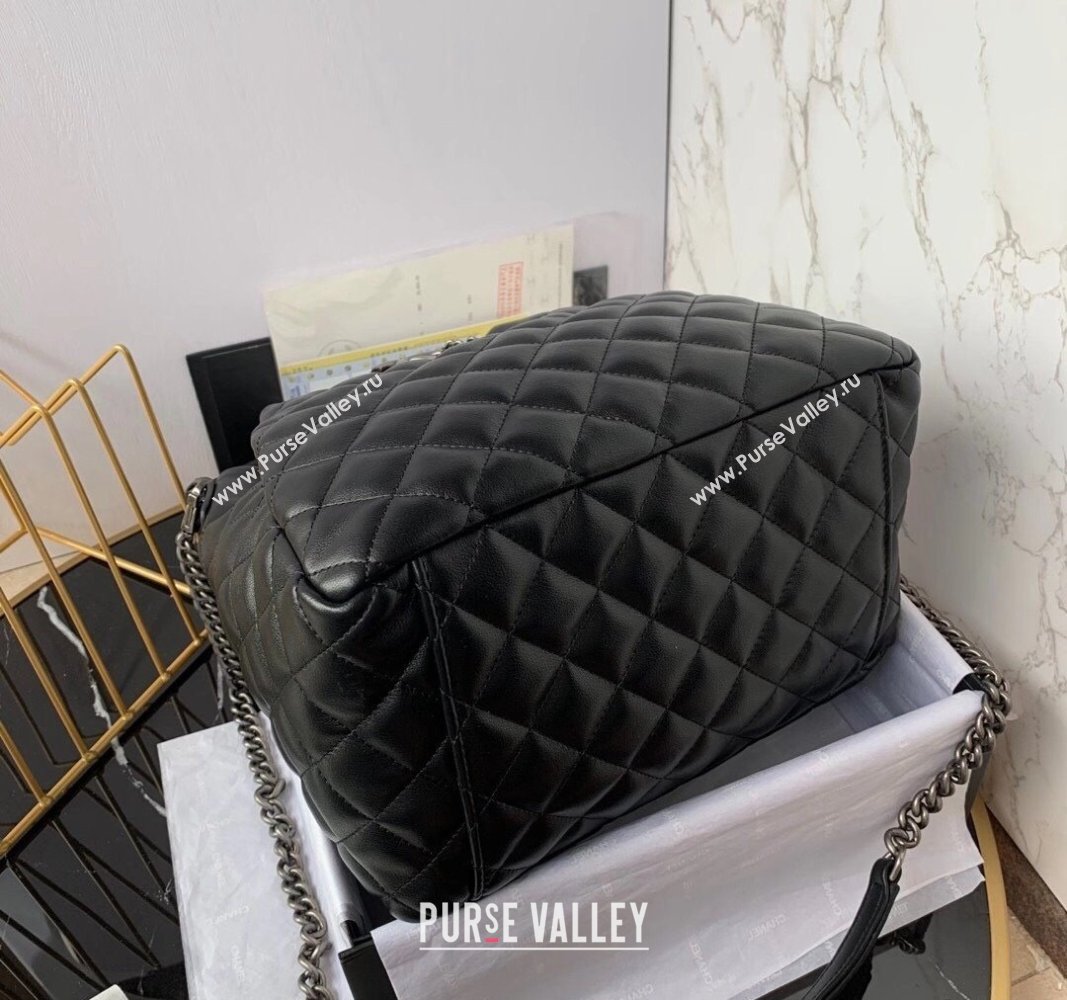 Chanel Quilted Calfskin Bucket Bag Black 2024 A91277 (yezi-240927007)