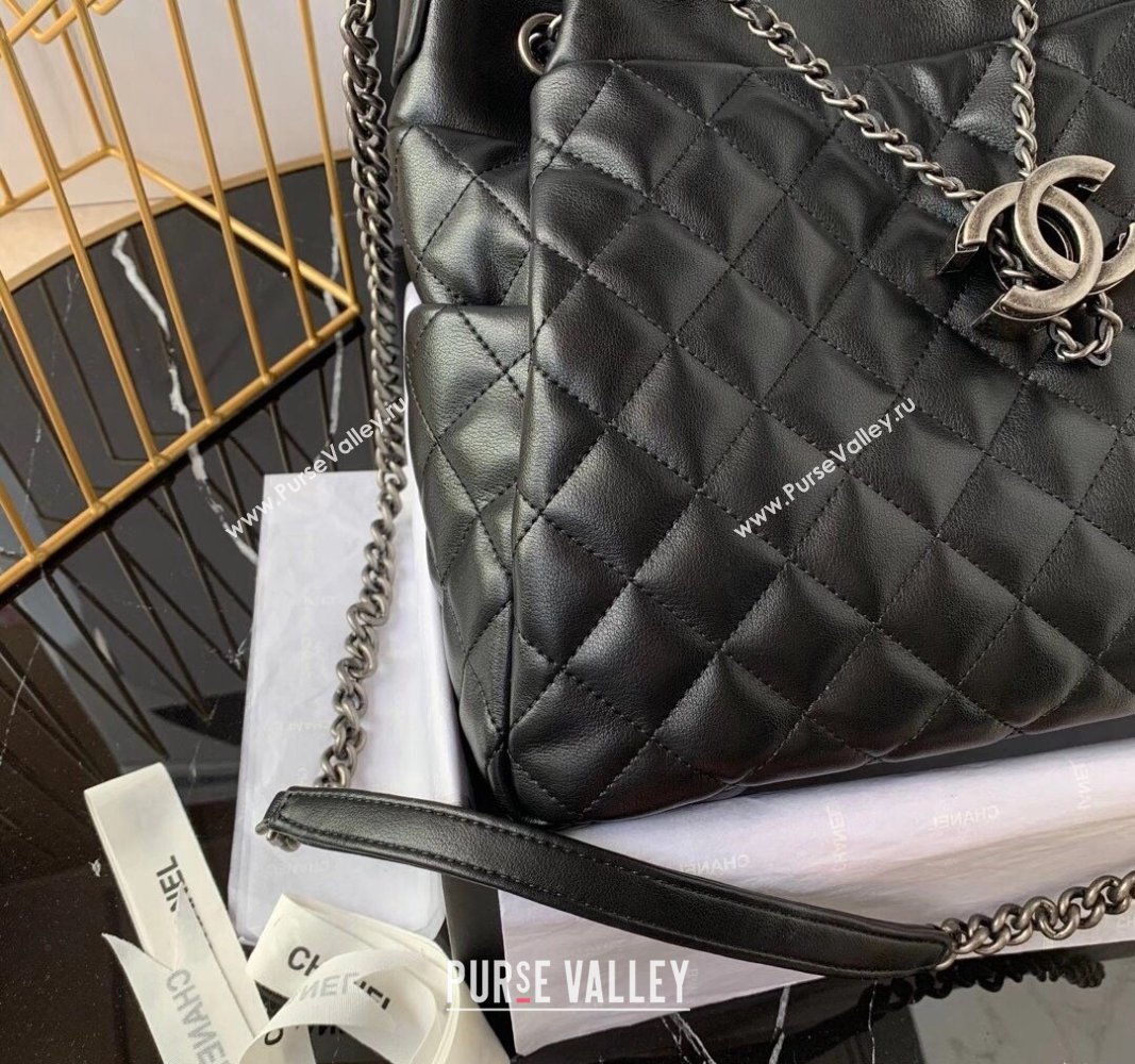 Chanel Quilted Calfskin Bucket Bag Black 2024 A91277 (yezi-240927007)