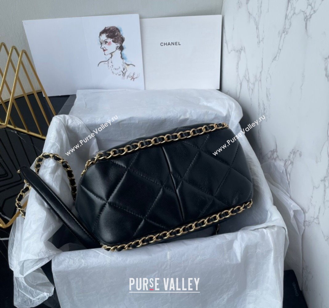 Chanel Quilted Lambskin Small Bucket Bag with Chain Black 2024 AS5094 (yezi-240927008)