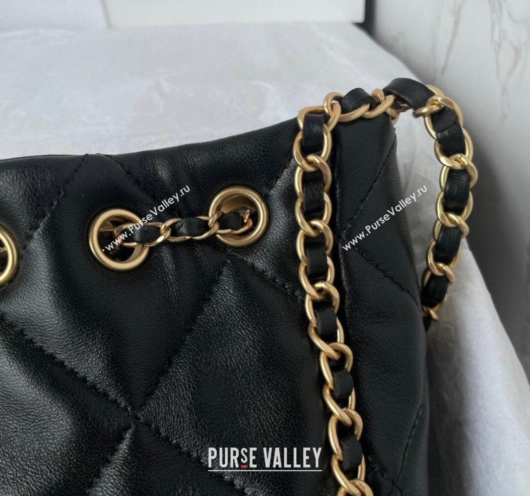 Chanel Quilted Lambskin Small Bucket Bag with Chain Black 2024 AS5094 (yezi-240927008)