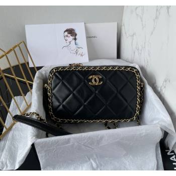 Chanel Quilted Lambskin Small Camera Case Bag with Chain Black 2024 AS5086 (yezi-240927009)