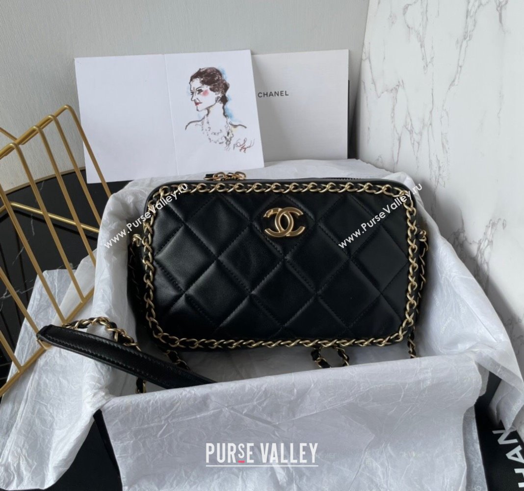 Chanel Quilted Lambskin Small Camera Case Bag with Chain Black 2024 AS5086 (yezi-240927009)