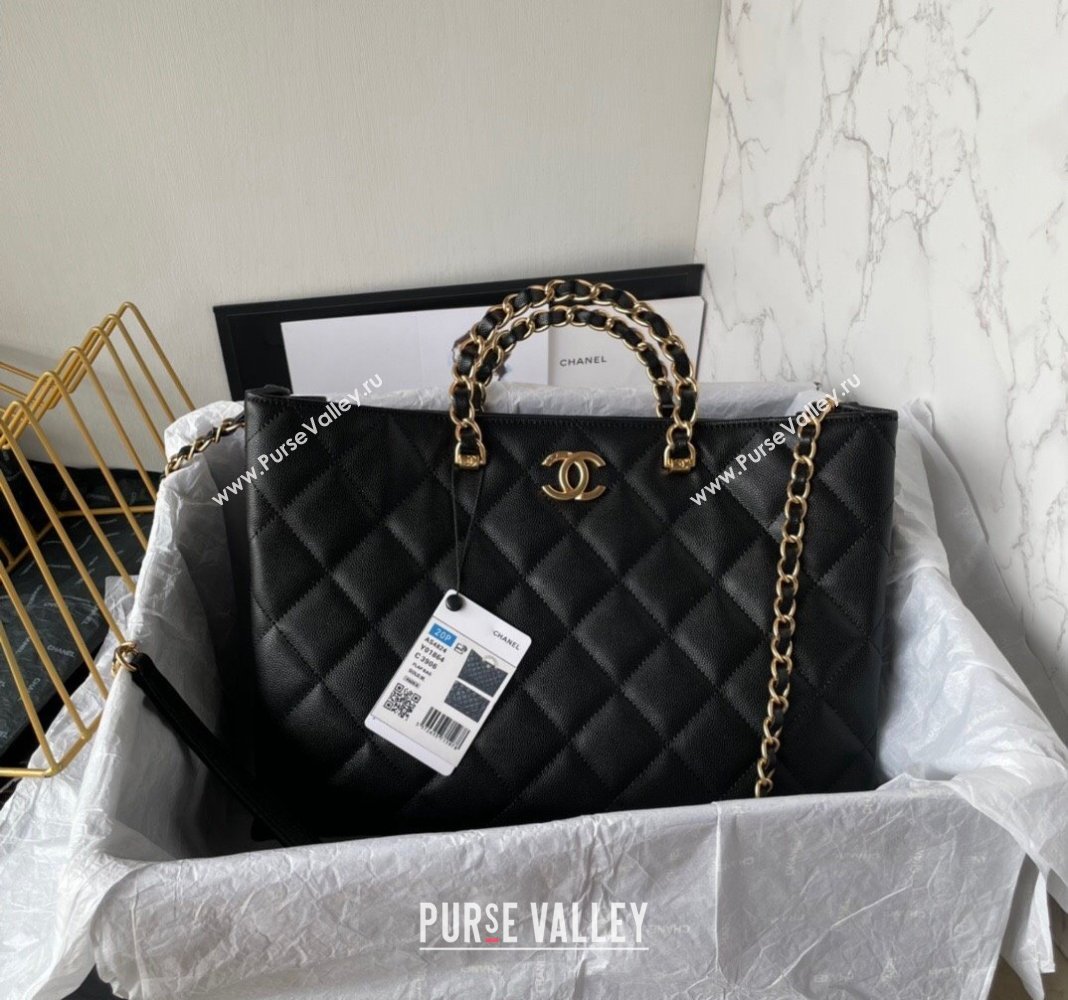 Chanel GST Grained Calfskin Shopping bag Black 2024 AS4824 (yezi-240927012)