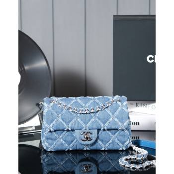 Chanel Quilted Denim Classic Mini Flap bag A69900 Blue 2024 (yezi-240927014)