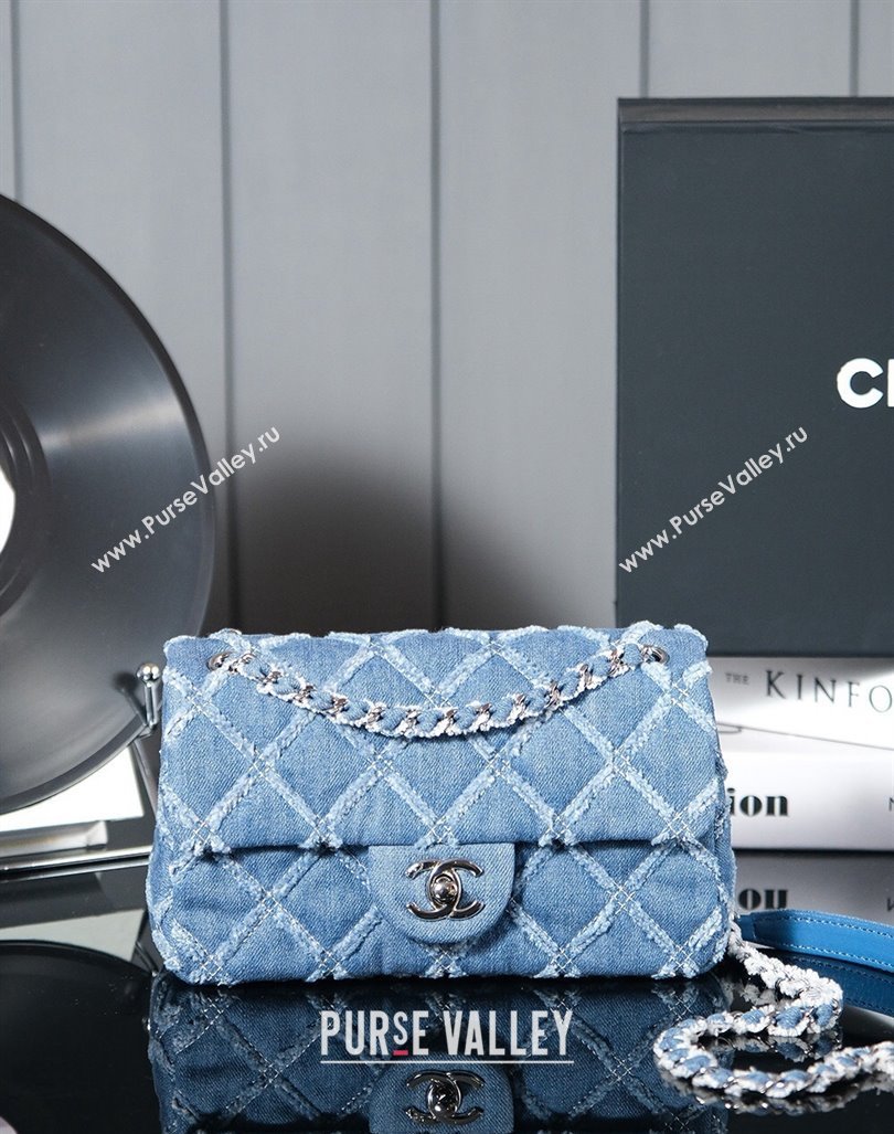 Chanel Quilted Denim Classic Mini Flap bag A69900 Blue 2024 (yezi-240927014)