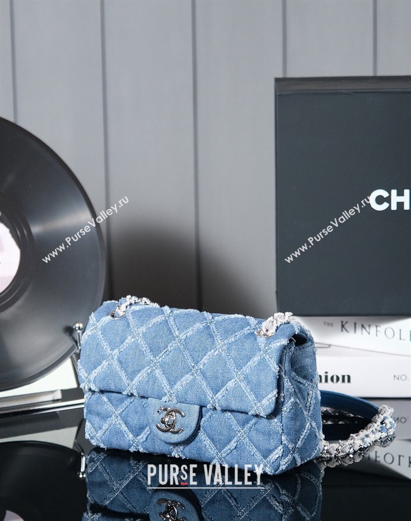 Chanel Quilted Denim Classic Mini Flap bag A69900 Blue 2024 (yezi-240927014)