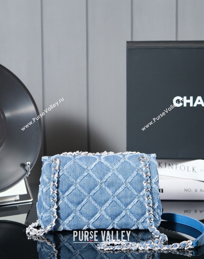 Chanel Quilted Denim Classic Mini Flap bag A69900 Blue 2024 (yezi-240927014)