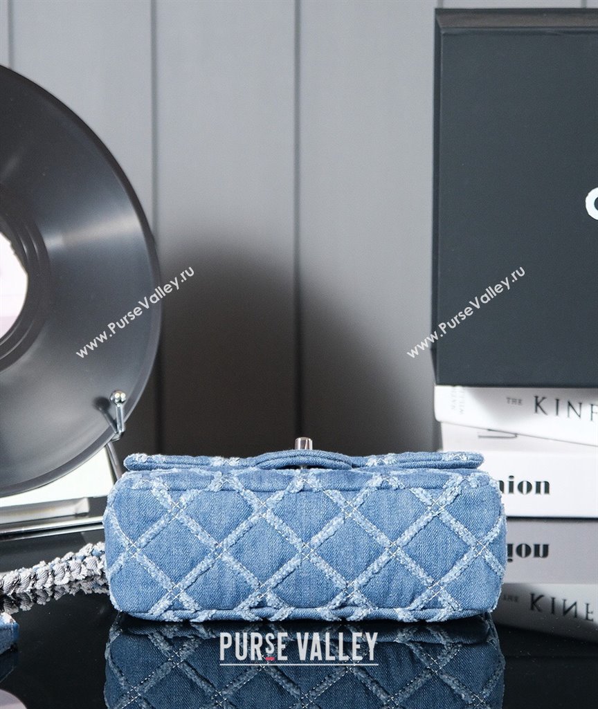 Chanel Quilted Denim Classic Mini Flap bag A69900 Blue 2024 (yezi-240927014)