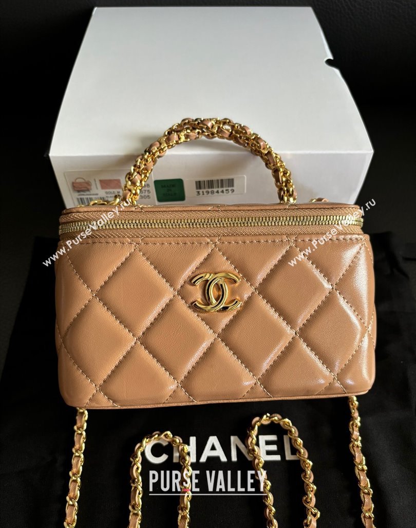 Chanel Lambskin Clutch with Chain and Top Handle AP4168 Dark Beige 2024 (yezi-240927016)