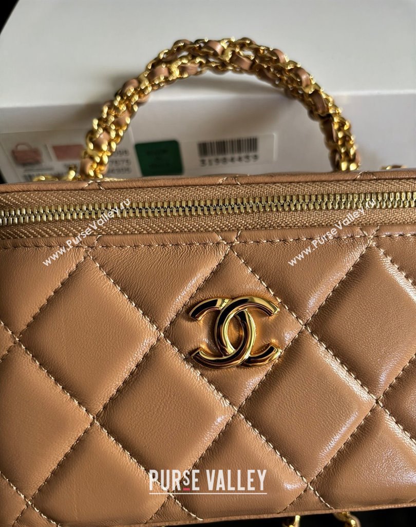 Chanel Lambskin Clutch with Chain and Top Handle AP4168 Dark Beige 2024 (yezi-240927016)