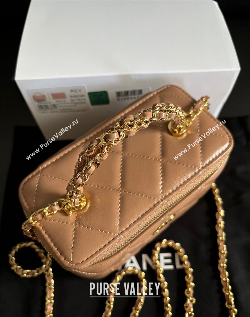 Chanel Lambskin Clutch with Chain and Top Handle AP4168 Dark Beige 2024 (yezi-240927016)