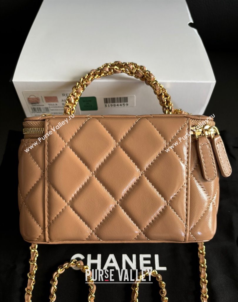 Chanel Lambskin Clutch with Chain and Top Handle AP4168 Dark Beige 2024 (yezi-240927016)