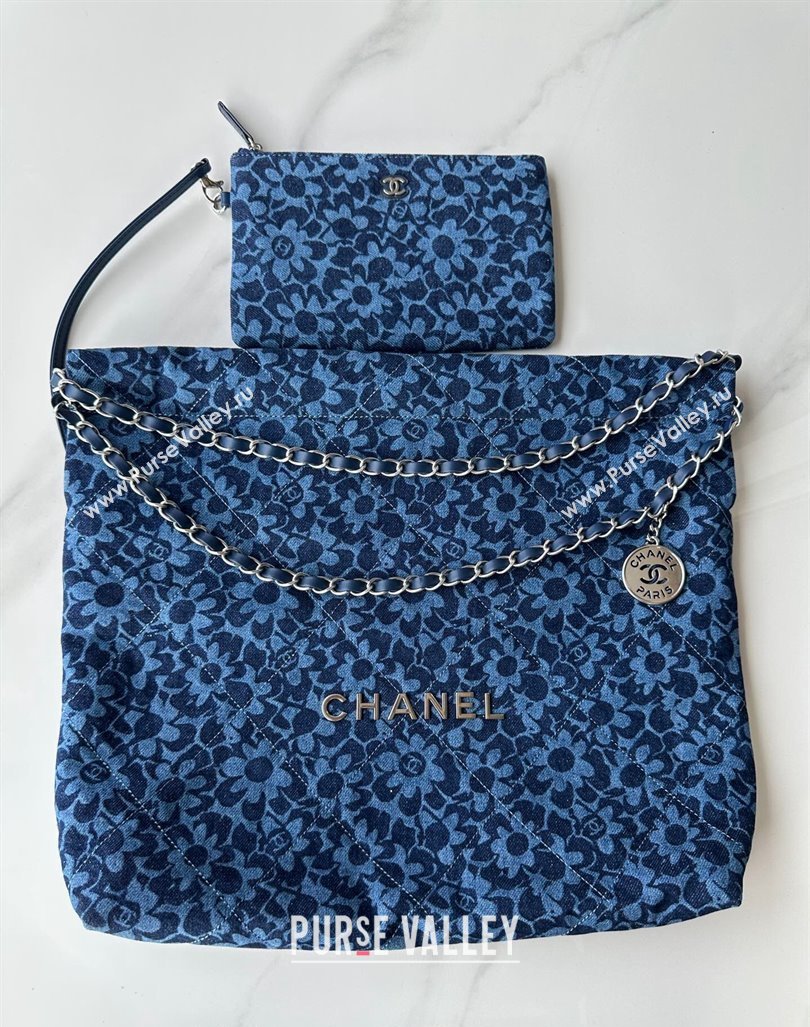 Chanel 22 Bloom Denim Shopping Bag AS3261 Blue 2024 (yezi-240927003)