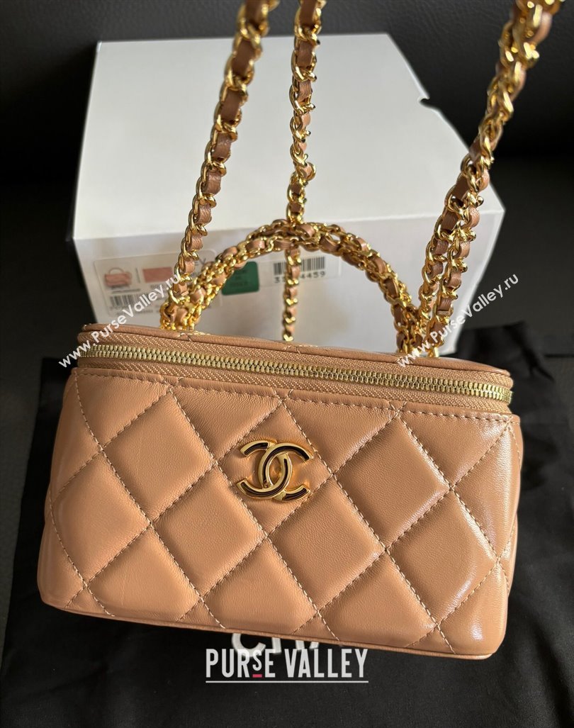 Chanel Lambskin Clutch with Chain and Top Handle AP4168 Dark Beige 2024 (yezi-240927016)