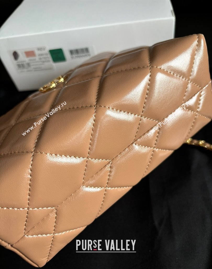 Chanel Lambskin Clutch with Chain and Top Handle AP4189 Dark Beige 2024 (yezi-240927017)