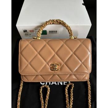 Chanel Lambskin Wallet on Chain WOC with Top Handle AP4166 Dark Beige 2024 (yezi-240927018)