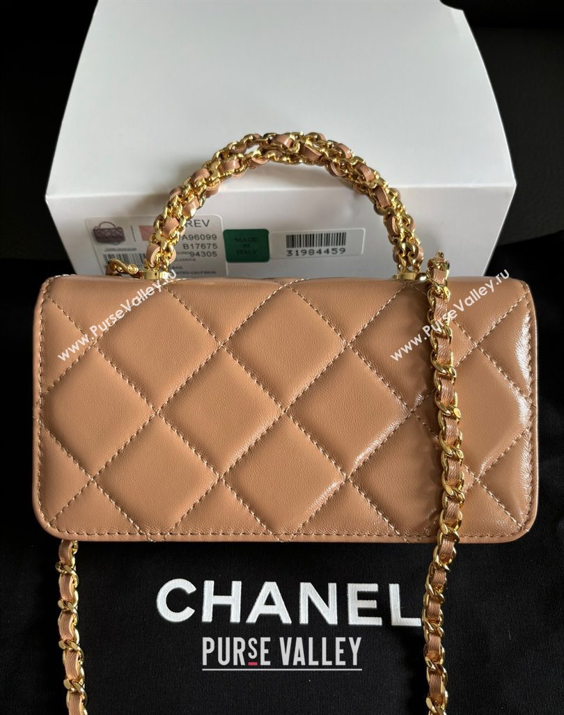 Chanel Lambskin Clutch with Chain and Top Handle Dark Beige 2024 A96099 (yezi-240927019)