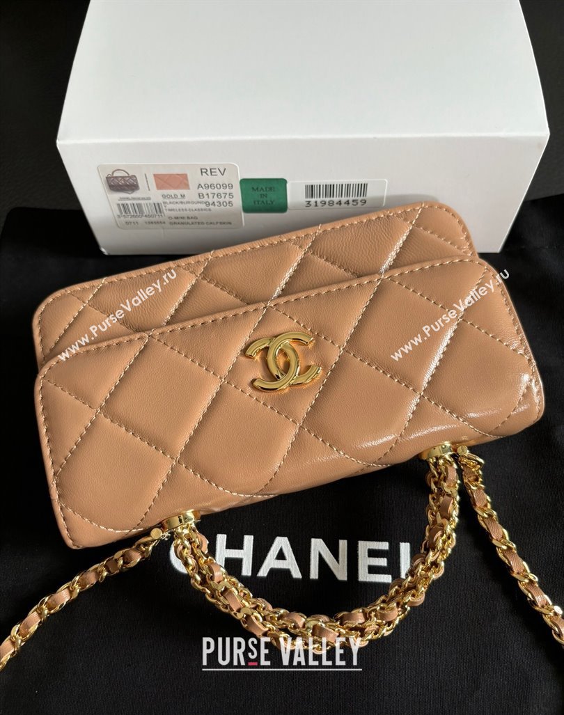 Chanel Lambskin Clutch with Chain and Top Handle Dark Beige 2024 A96099 (yezi-240927019)