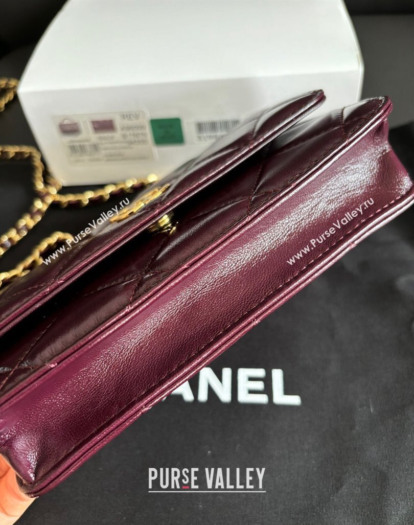 Chanel Lambskin Clutch with Chain and Top Handle Dark Burgundy 2024 A96099 (yezi-240927020)