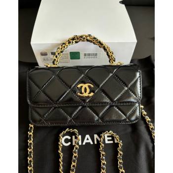 Chanel Lambskin Clutch with Chain and Top Handle Black 2024 A96099 (yezi-240927021)