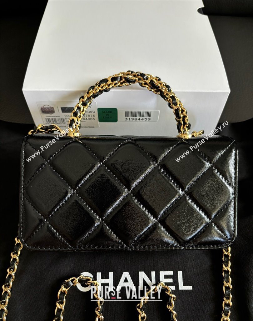 Chanel Lambskin Clutch with Chain and Top Handle Black 2024 A96099 (yezi-240927021)