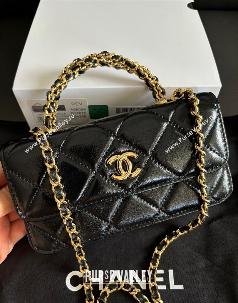 Chanel Lambskin Clutch with Chain and Top Handle Black 2024 A96099 (yezi-240927021)