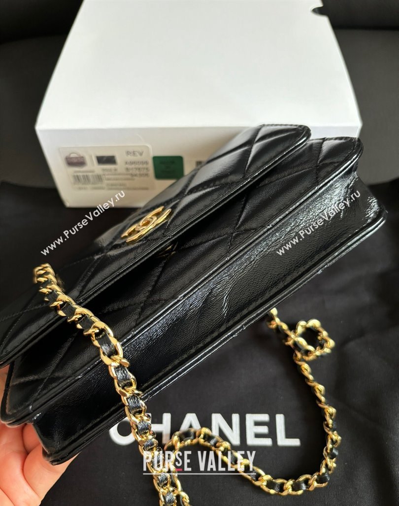 Chanel Lambskin Clutch with Chain and Top Handle Black 2024 A96099 (yezi-240927021)