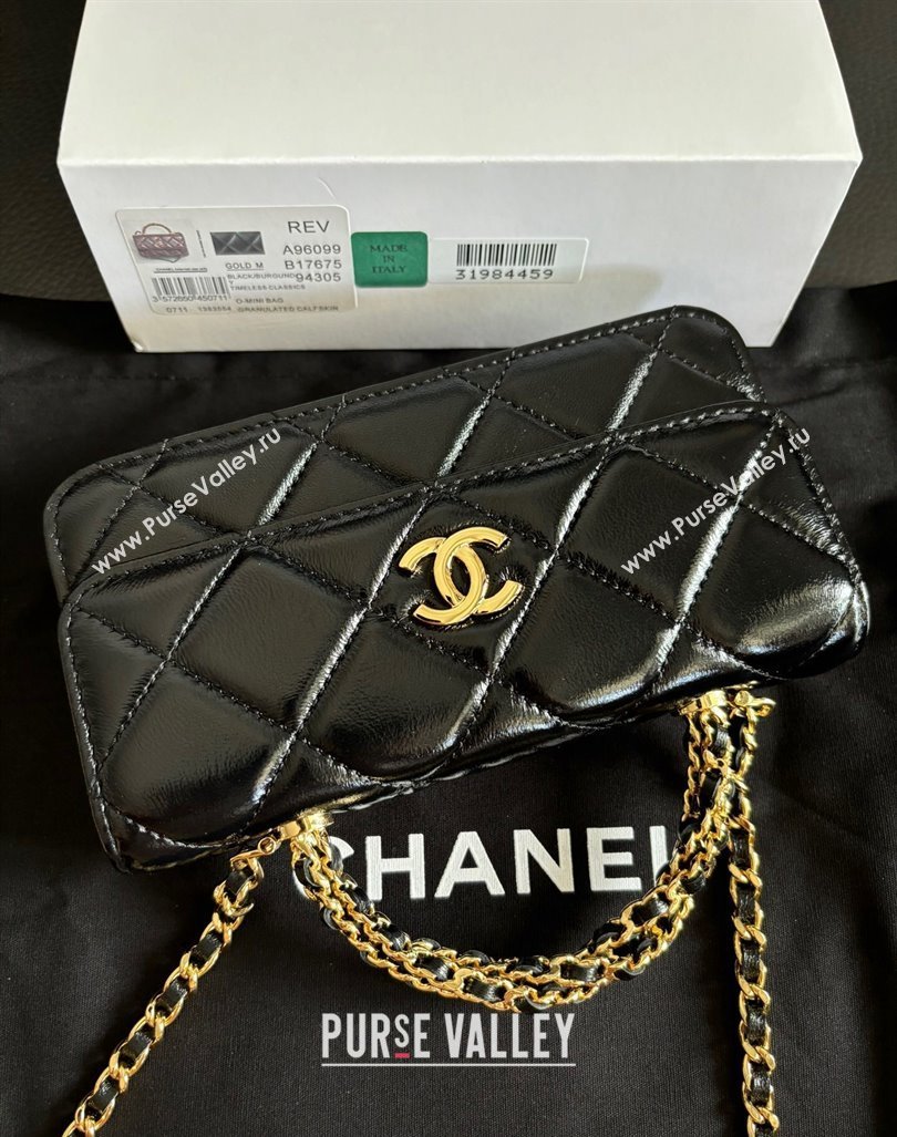 Chanel Lambskin Clutch with Chain and Top Handle Black 2024 A96099 (yezi-240927021)