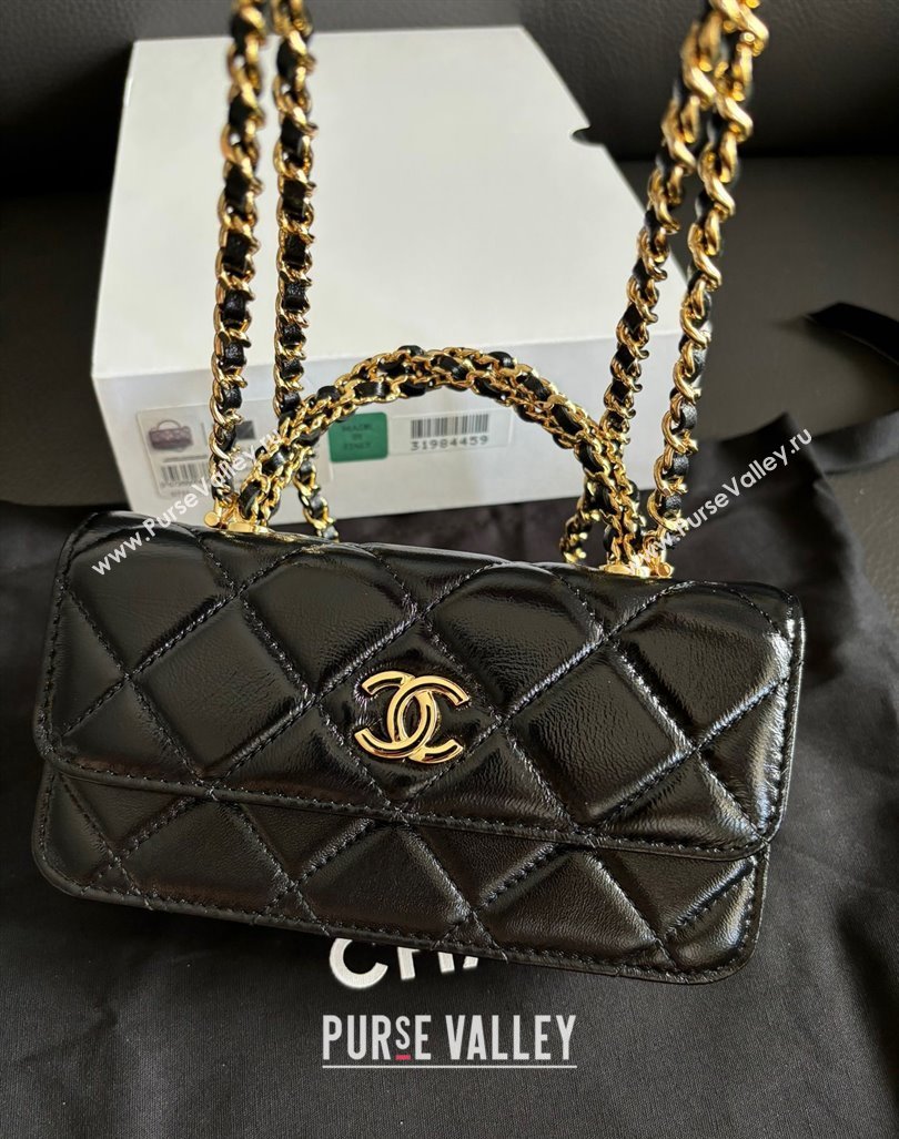 Chanel Lambskin Clutch with Chain and Top Handle Black 2024 A96099 (yezi-240927021)