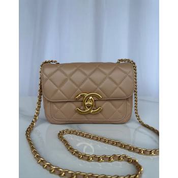 Chanel Shiny Lambskin Mini Flap Bag with Maxi CC Buckle AS5026 Beige Leather 2024 (yezi-240927024)