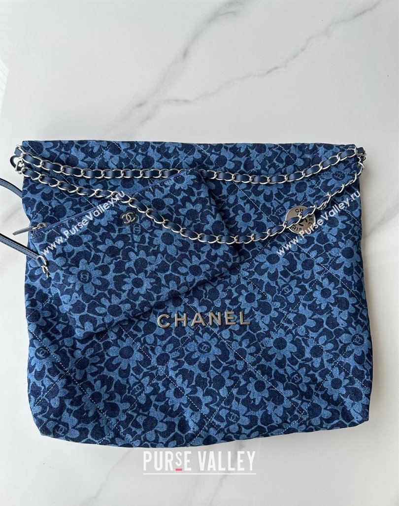 Chanel 22 Bloom Denim Shopping Bag AS3261 Blue 2024 (yezi-240927003)