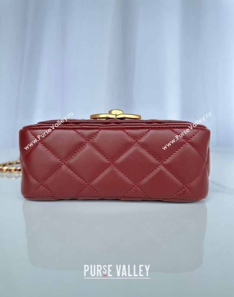 Chanel Shiny Lambskin Mini Flap Bag with Maxi CC Buckle AS5026 Burgundy 2024 (yezi-240927025)