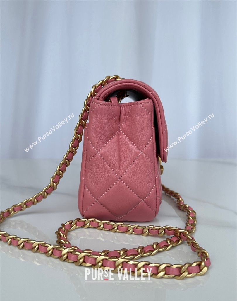 Chanel Shiny Lambskin Mini Flap Bag with Maxi CC Buckle AS5026 Pink 2024 (yezi-240927026)