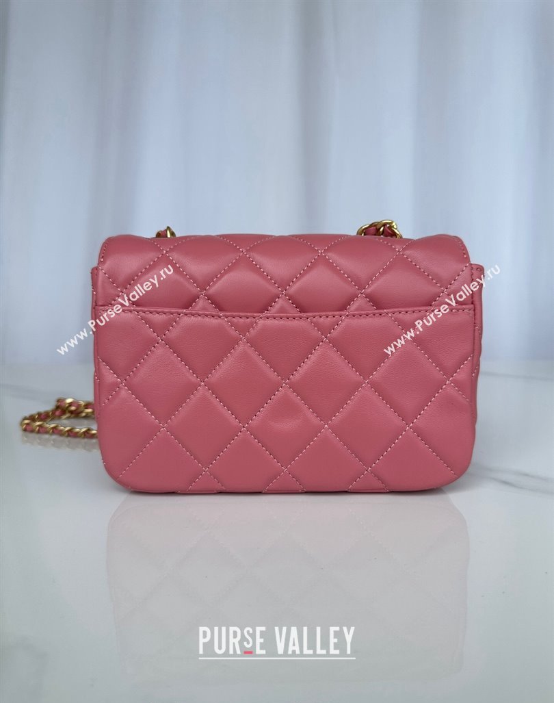 Chanel Shiny Lambskin Mini Flap Bag with Maxi CC Buckle AS5026 Pink 2024 (yezi-240927026)