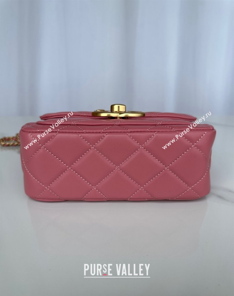 Chanel Shiny Lambskin Mini Flap Bag with Maxi CC Buckle AS5026 Pink 2024 (yezi-240927026)